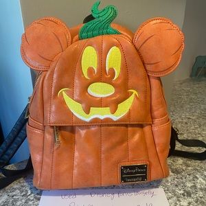 USED Disney Parks Loungefly RARE 2019 Pumpkin Mickey Mouse Backpack!